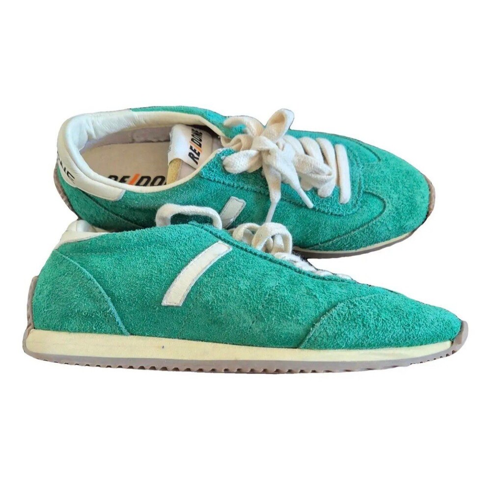 NEW 70s Re/Done Suede Leather Green Women’s Runners Sneakers Size 39 8.5